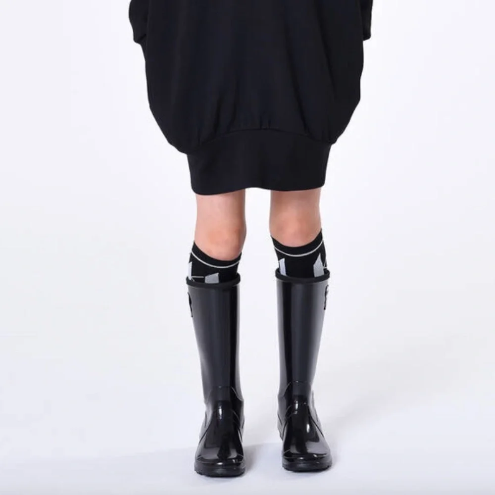 NIB [Karl Lagerfeld] Ikonik Kids Black Logo Rain Boots Girls Size EU 33 / US 2